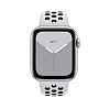Фото — Apple Watch Nike Series 5, 44 мм, алюминий серебристого цвета, ремешок Nike «чистая платина/черный»